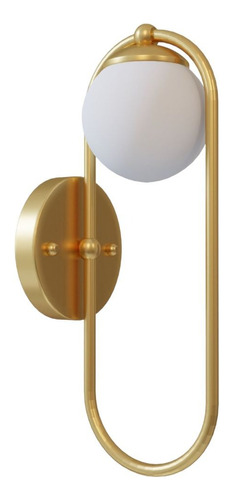 Arandela Moderna Aro Oval Dourada Com Globo De Vidro Quarto