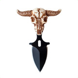 Mini Faca Push T Dagger Fulltang Cabeça De Boi Colar Pescoço