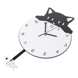 Reloj De Pared Con Péndulo Con Decoración De Gato 3d, Reloj