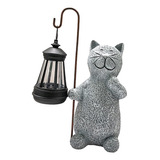 Estatua De Gato Con Luz Solar Para Exteriores, Escultura