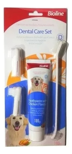 Bioline Set Dental Pasta Pollo+cepillo Para Perro