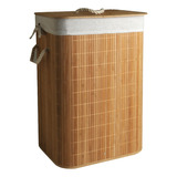 Canasto Cesto De Ropa Bamboo Con Tapa 40 X 30 X 60 Deco Baño
