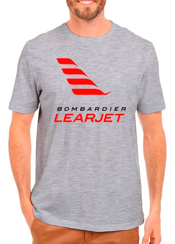 Camiseta Bombardier Learjet Aviação Camisa Cinza Algodão