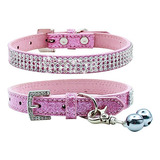 Basic Adjustable Dog Cat Collar Bling Diamante With Bel...