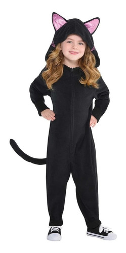 Disfraz De Gato Negro Para Niños Gatito Ropa Niños Pijama Mono Traje Completo Talla 7-9