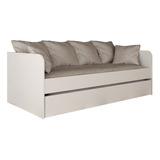 Sofa Cama Solteiro Com Auxiliar Cm8032 Branco Tecno Mobili