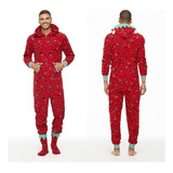 A Pijama Mameluco Estampado De Moda Navideño Para Familia