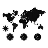 Reloj De Pared Grande Con Mapa Del Mundo, Zona Horaria Perso