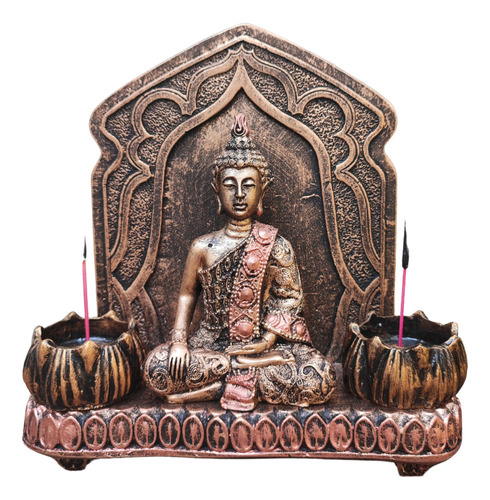 Buda Hindu Com Aparador Painel Altar Esotérico Resina