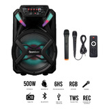 Parlante Portátil Bluetooth 12 Karaoke Led + 2 Micrófonos