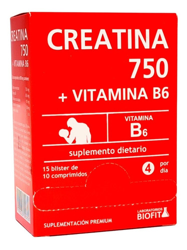 Creatina 750 + Vitamina B 6 (150 Compr) Laborat. Biofit - Dw Sabor Sin Sabor