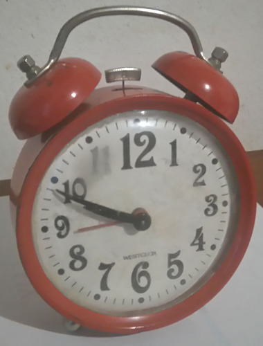 Reloj Despertador Westclox Años 80s Antiguo Cuerda Rojo