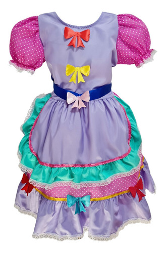 Vestido Moda Junina Infantil Lilás Arraiá Rodado Quadrilha