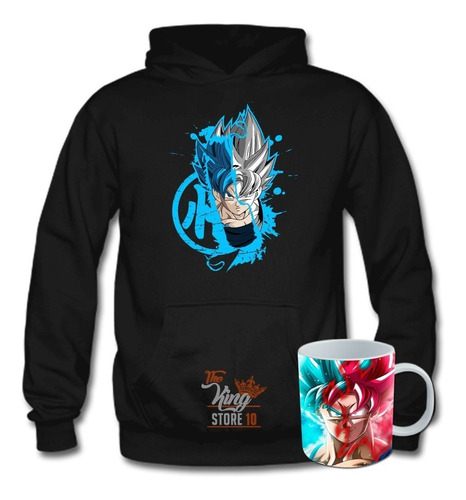 Poleron Anime, Dragon Ball, Goku, Blue, Hero, + Taza, Dtf 