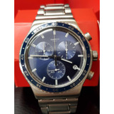 Reloj Swatch Cuarzo Suizo Cobalt Lagon Acero Para Caballero