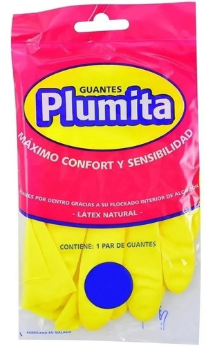 Guantes De Latex Afelpados Plumita  Domesticos Talle L (x10)