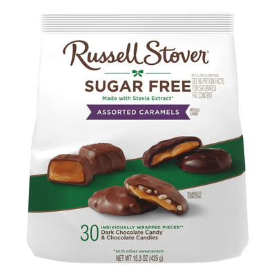 Russell Stover Sugar Free Assorted Chocolate Caramels 30pcs | Envío gratis