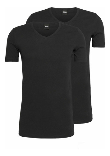 Camiseta Boss Cuello V 2 Pack Slim Fit Negro 100% Original