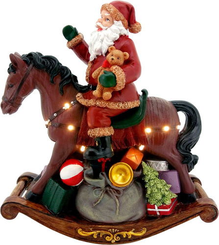 Boneco Natal Papai Noel Cavalo Musical Led 