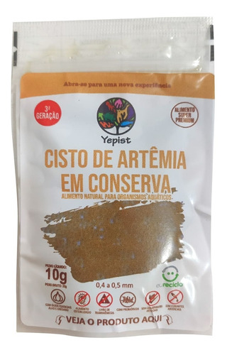 Cisto De Artêmia Yepist 10g Para Alimentar Alevinos E Corais