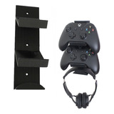 Suporte De Parede 2 Controles Xbox One, Ps4, Ps3 + Headset