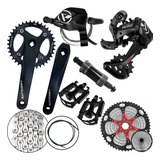 Kit Grupo Relação 12v Mtb Bike Marcha C/ Pedal +brindes