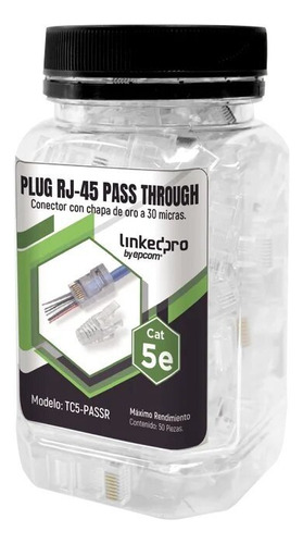 Bote Con 50 Plugs Pass Through Rj45 Cat5e Sin Blindaje, Con 