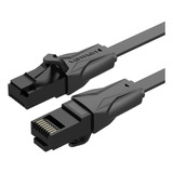 Cable De Red Vention Cat6 Certificado - 2 Metros Plano Ultra Fino Y Liviano  - Premium Patch Cord - Utp Rj45 Ethernet 10gbps - 250 Mhz - Cobre - Pc - Notebook - Servidores - Negro - Ibabh