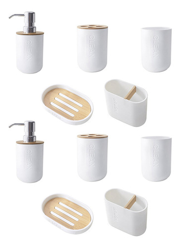 Conjunto De Banheiro De Bambu, 10 Peças, Suporte De Vaso San