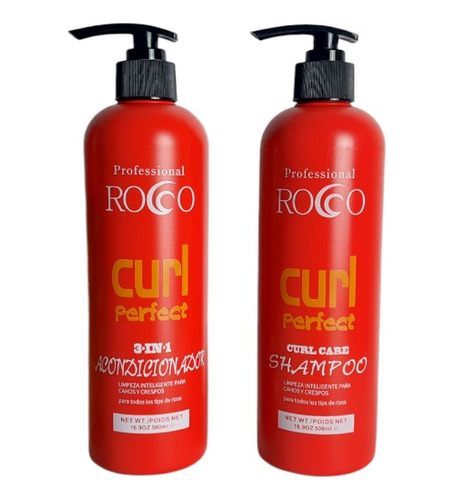 Pack Shampoo+ Acondicion Cuidado De Rizos Curl Perfec Rocco®