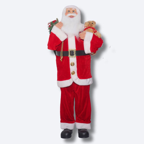 Papai  Noel C/ Urso 110cm Decoração Natal Enfeites Natalinos