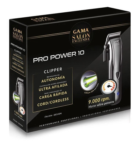 Cortadora Pelo Barba Gama Pro Power 10 Profesional 9000rpm