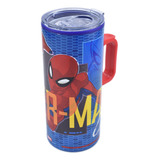 Termo Doble Pared Con Asa Y Tapa Spiderman Marvel 550 Ml Color Azul-rojo