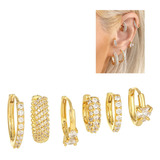 Aretes Arracadas De Oro Para Mujer Huggies Dorado 