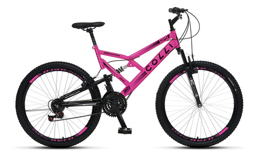 Bicicleta Feminina Pink Colli Gps Aro 26 21v Suspensão Dupla