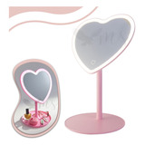 Espelho De Mesa Maquiagem Com Suporte Articulado Coração Moldura Rosa