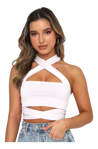 Crop Top Sexy Cruzado Para Dama 