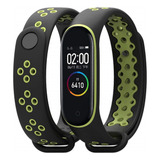 Pulseira P/ Mi Band 3/4 - Preto Com Verde Esportiva