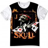 Camiseta Joker Skull Fire Caveira Coringa Fogo Carta Branca