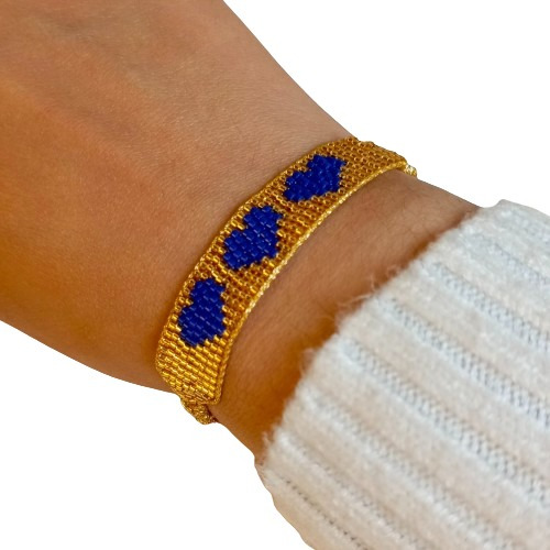 Pulsera Azul Del Amor Tejida Mostacilla