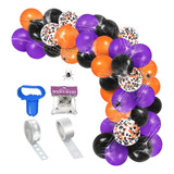 Arco De Globos Naranja Morado Kit Decoracion Halloween 114pz