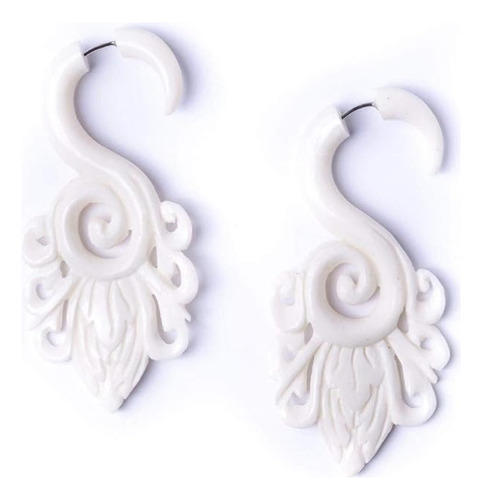 Par De Aretes Pendientes Tribal Hueso Expansores Falsos