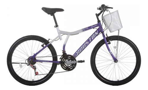 Bicicleta Aro 24 Houston Bristol Rosa Com Cesta 