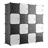 Cubos Organizadores Apilables Closet Modular Zapatero Ropero Color Negro