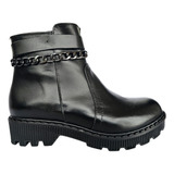 Botin Dama Negro De Piel Antiderrapante Cómodos Casual Moda