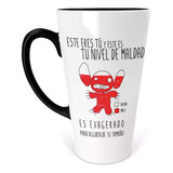 Taza Mágica Cónica Stitch Este Es Tu Nivel De Maldad, Meme