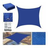 Tela Sombreamento Solar Shade 4x4m Azul Com Kit Instalação