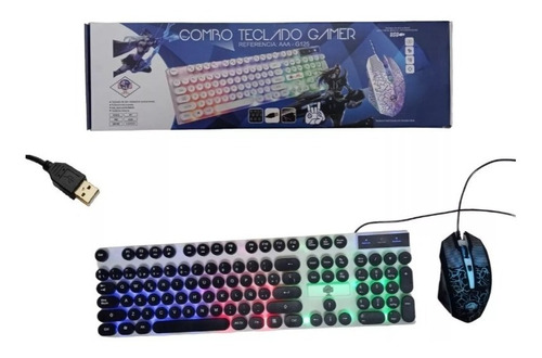 Teclado Y Mouse Gammer Kit Gamer Alámbrico Rgb Combo Pc 
