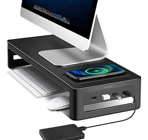 Soporte Para Monitor Con Cargador Inalámbrico, Usb 3.0 Y Org