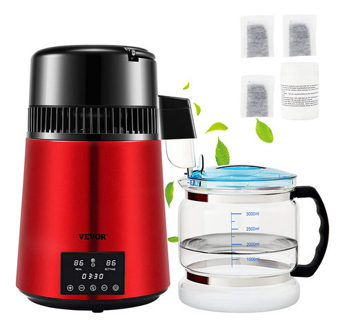 Destilador De Agua De 1.1 Gal Con Temporizador Rojo